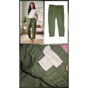 J. Crew Seaside Jogger Green Linen Womens Size 10 34x26 Casual w/pockets